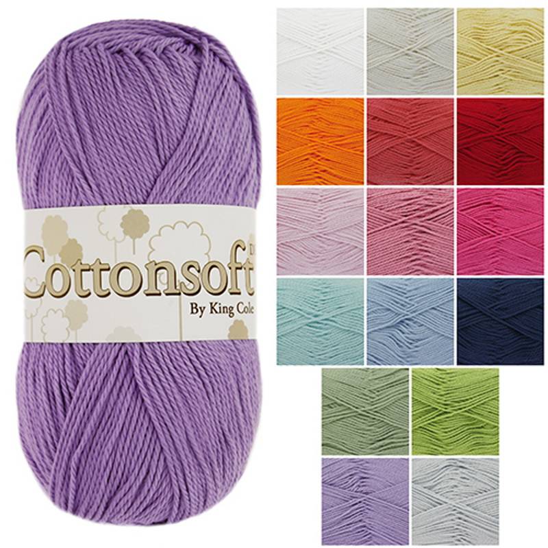 COTTONSOFT DK KNITTING YARN by King Cole * 100% Cotton Knitting