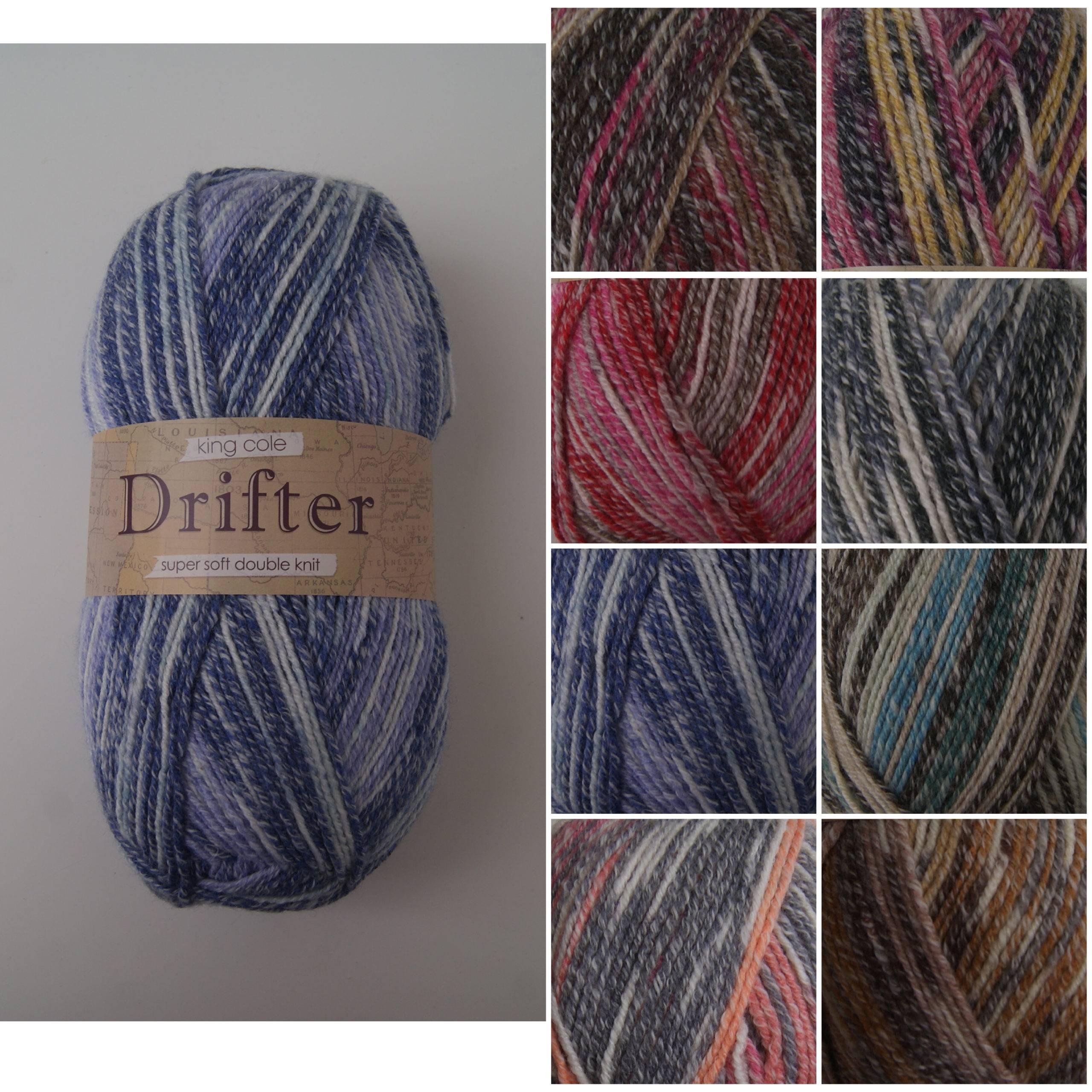 Many Colours Self Striping Yarn 100g Drifter DK Knitting Yarn by King Cole 