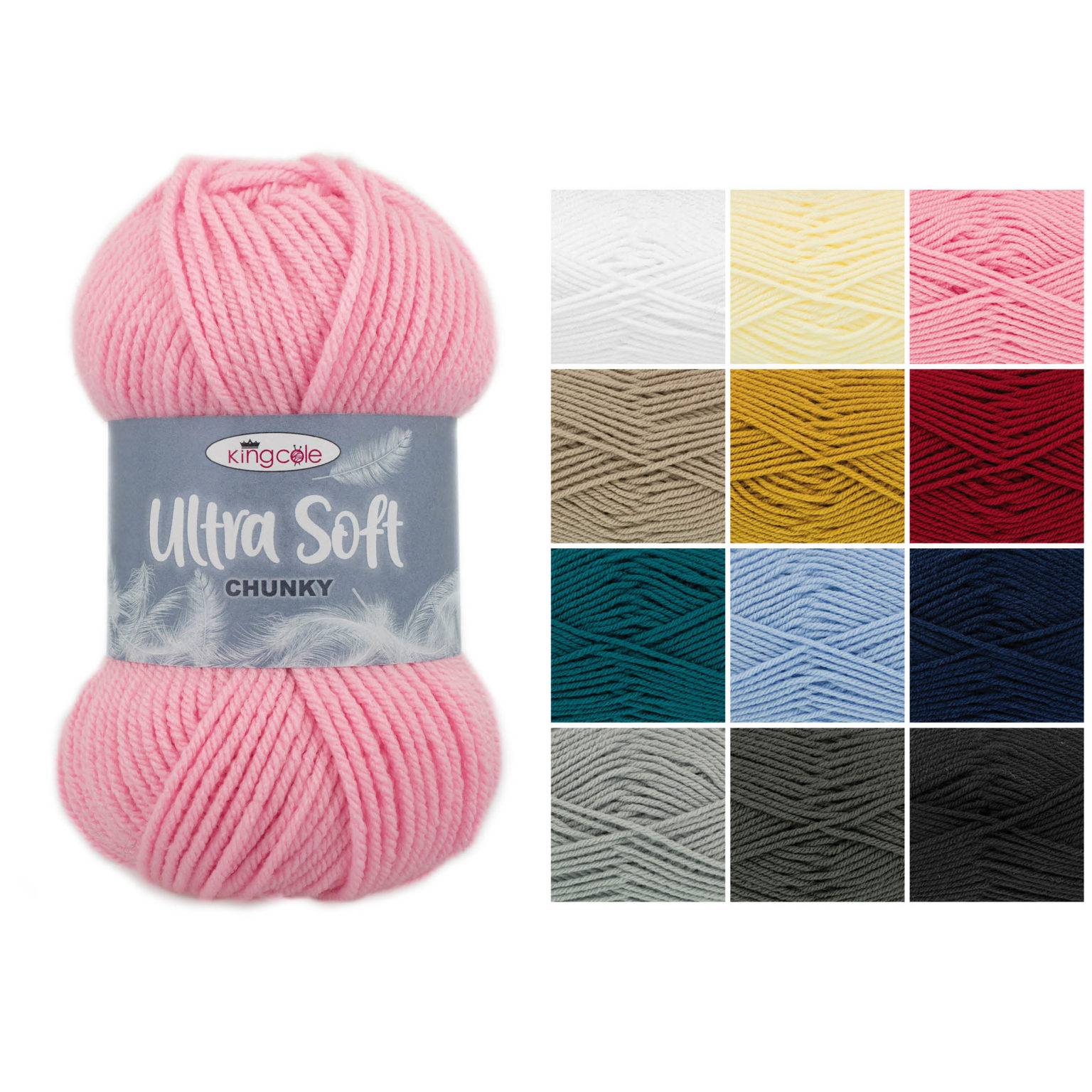 ULTRA SOFT CHUNKY Knitting Yarn by King Cole * Wool * Many Colours