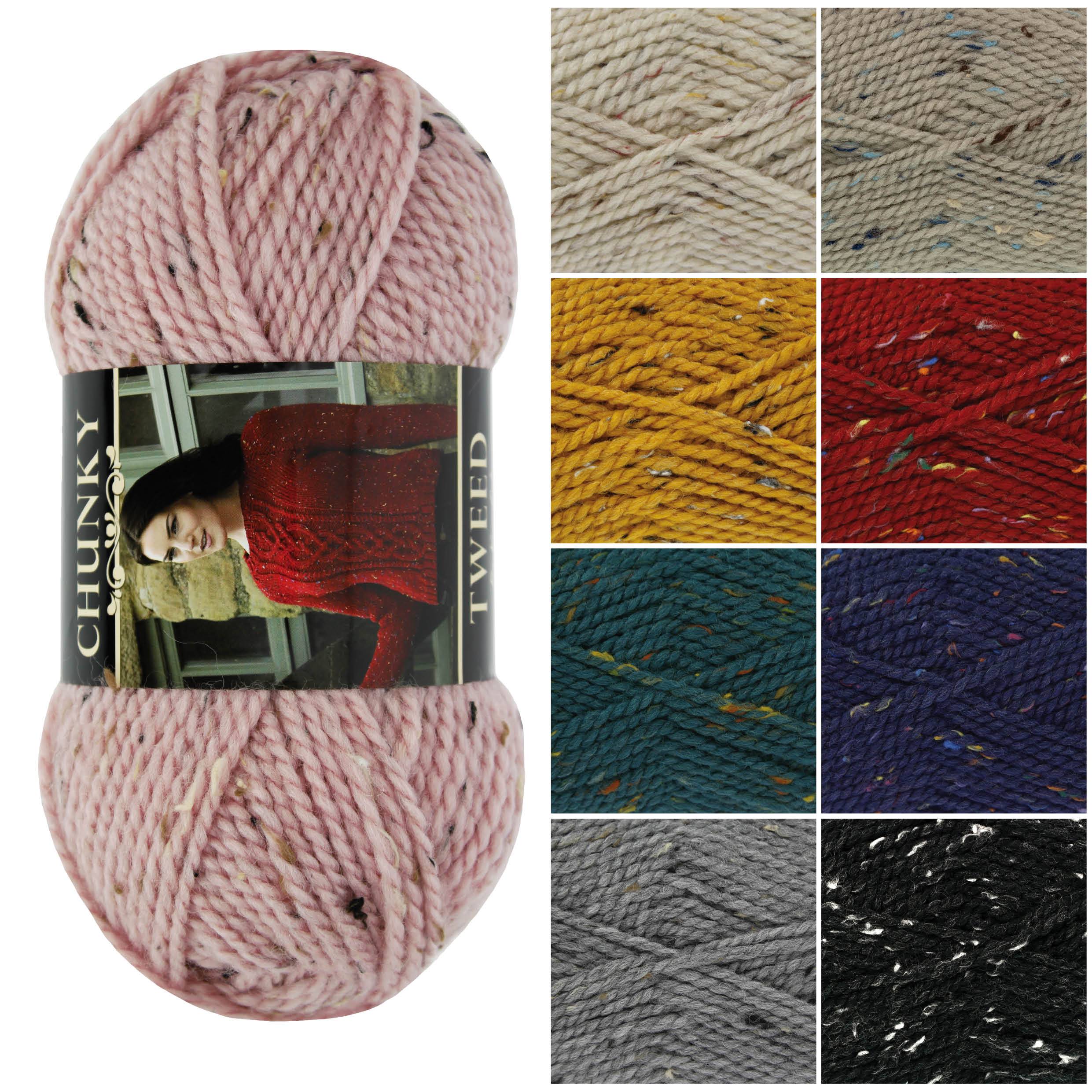 CHUNKY TWEED Knitting Yarn by King Yarn * Wool * Many Colours * 100g