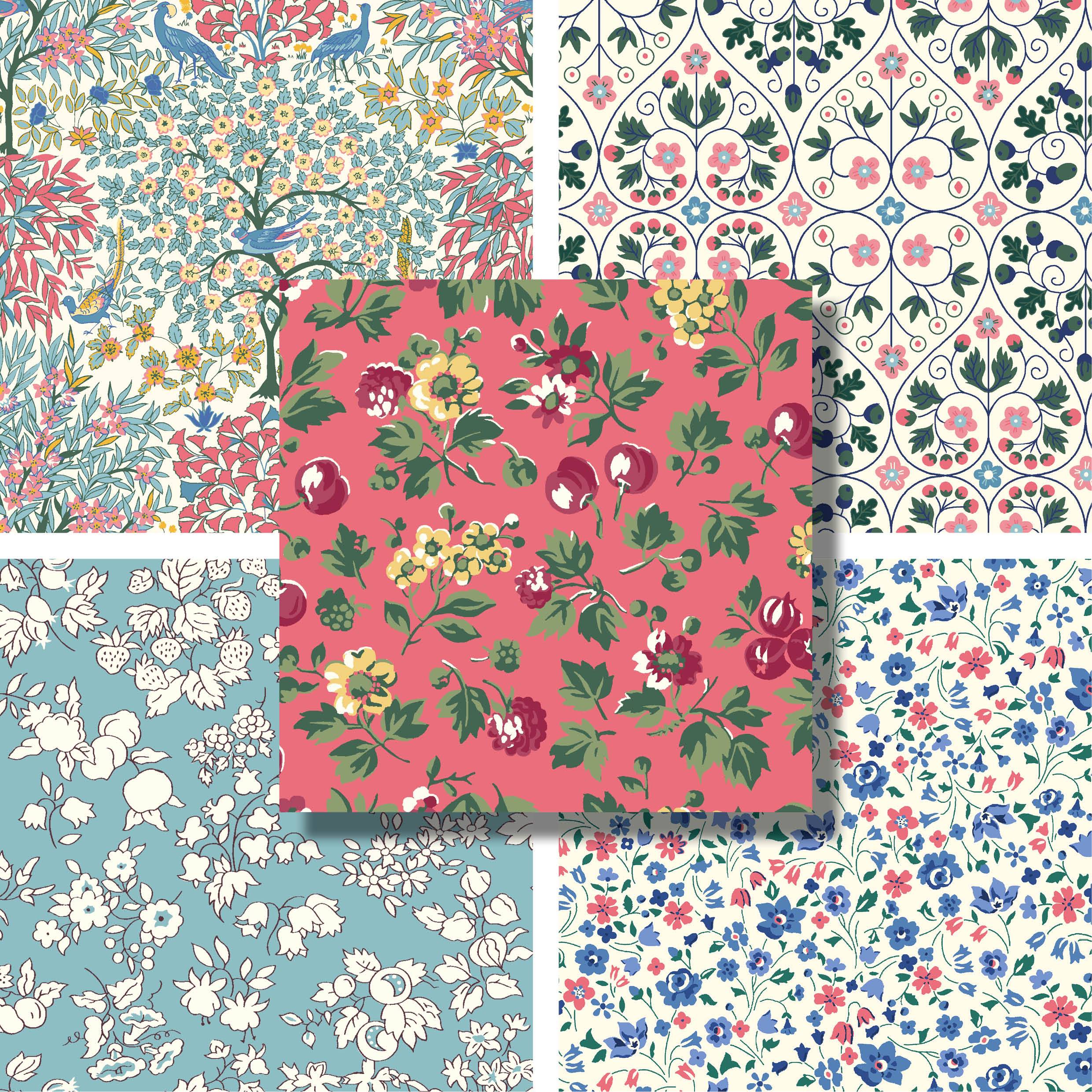 PRINT COTTON QUILTING FABRIC * THE ORCHARD GARDEN COLLECTION * Teal Coral | Nimble Thimbles